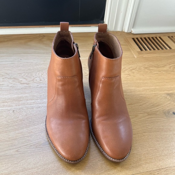 Madewell tan brown leather stacked block heel ankle boots - Picture 2 of 11